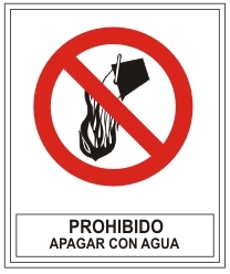 Prohibido apagar con agua