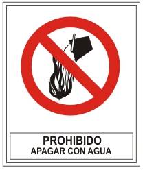 Prohibido apagar con agua
